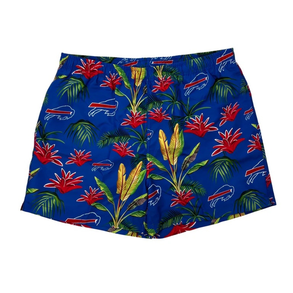 Buffalo Bills Royal Blue With Floral Swim Trunks Mens Size XL